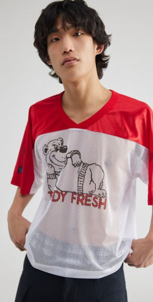 Teddy Fresh Bear Boxy Hockey Jersey Tee in White at Urban Outfitters