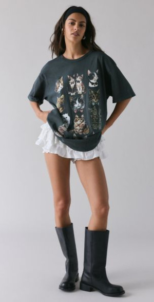 open lace back dress Barbie Womens Oversized T-Shirt Dress | Ladies California Vibes Doll Short  Sleeve Summer Outfit main image 0
