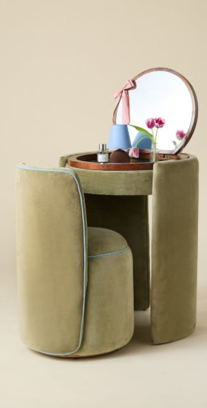 Urban Outfitters - Jane Mirror Vanity & Stool Set in Dark Green at