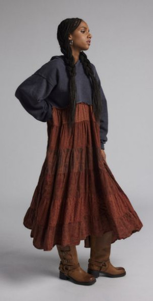 Urban Renewal - Remade Gauze Hoodie Maxi Dress in Rust/Grey, Women's at  Urban Outfitters