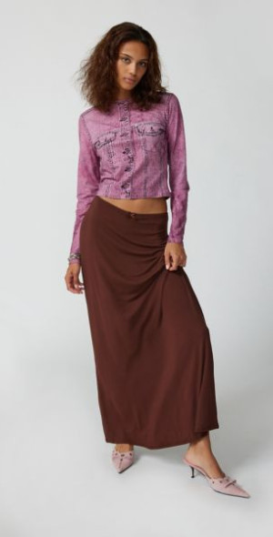 Urban Renewal Remnants- Drapey Knit Maxi Skirt in Brown, Women's
